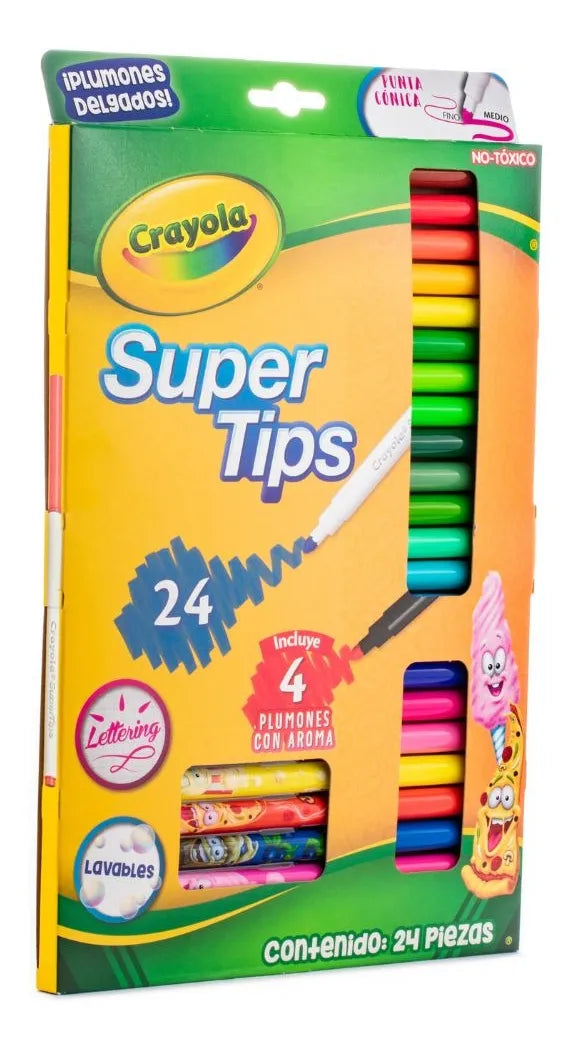 20 Plumones Super Tips + 4 Plumones Silly Scents Crayola 24