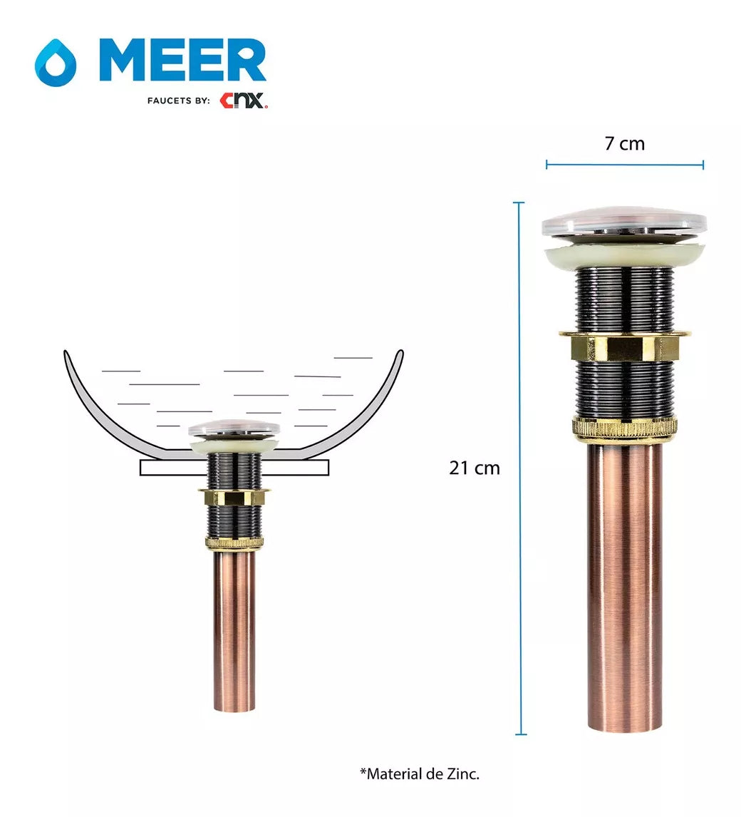 Contra Lavabo Pop Up Meer Circular Oro Rosado 1 1/4 Pulgadas