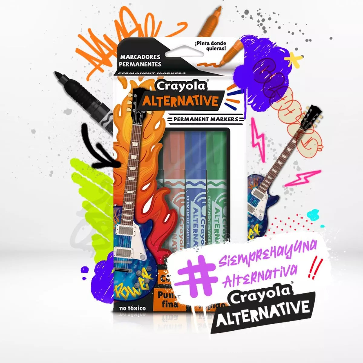 4 Marcadores Permanente Alternative Crayola Punta Fina Color