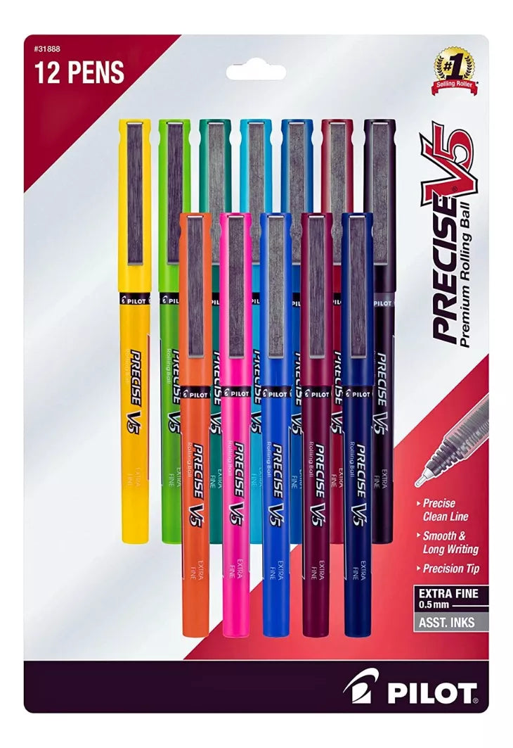 12 Bolígrafos Gel Pilot Pen Precise V5 Punto Extrafino 0.5mm