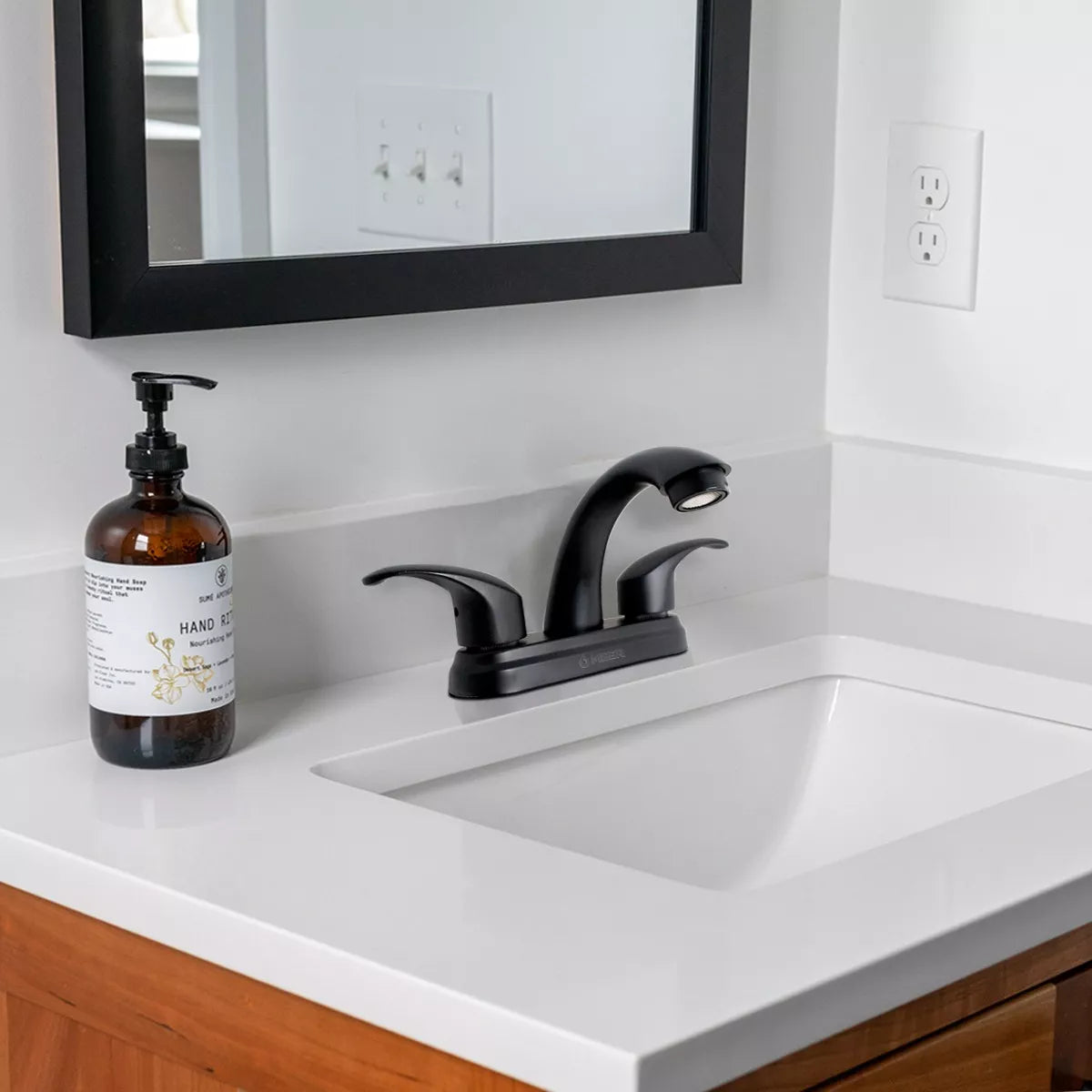 Mezcladora Lavabo Meer Baño Negro Mate Acero Inox 1/4 Vuelta