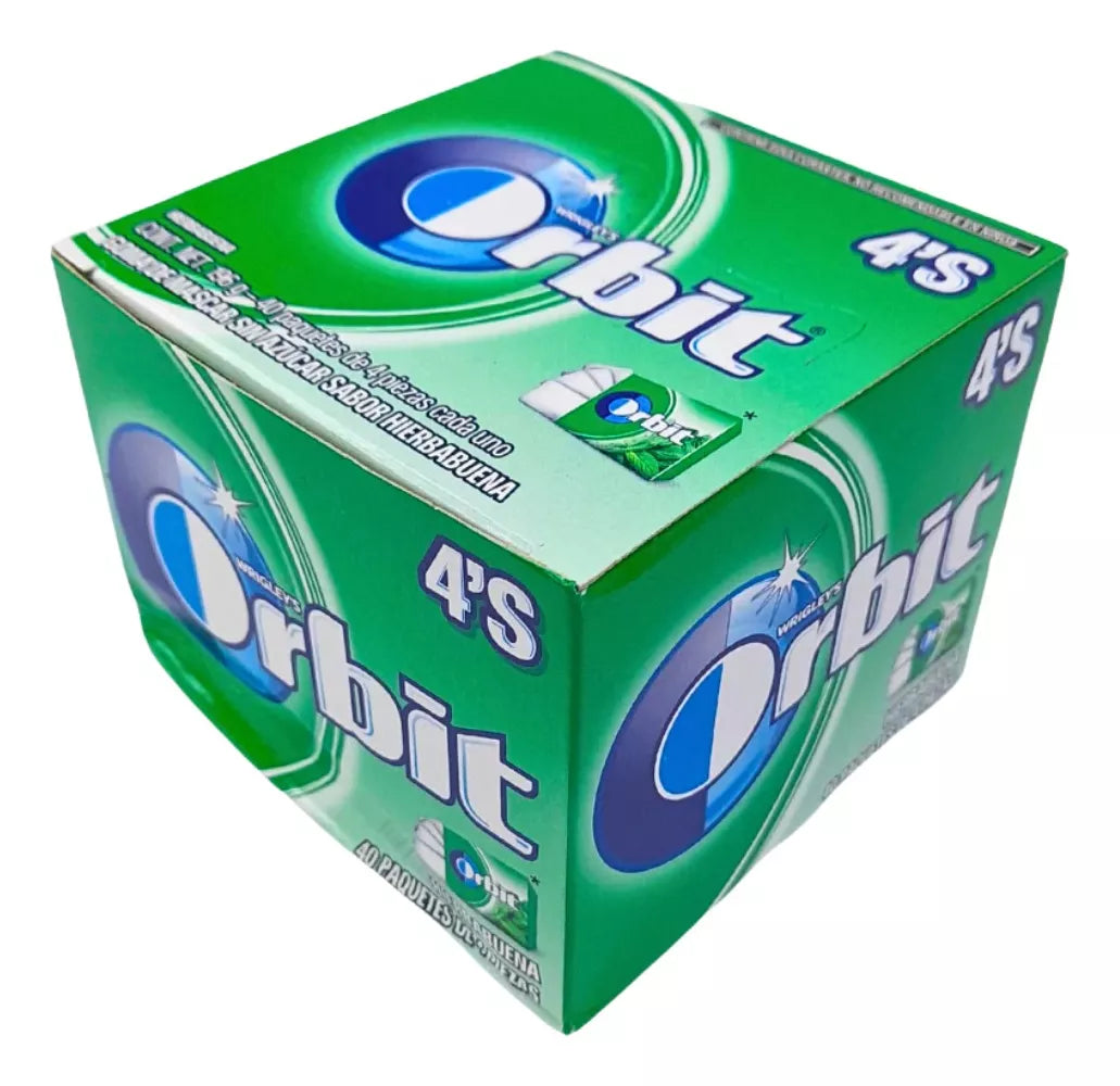 Caja 40 Piezas Chicle Orbit Hierbabuena Sin Azucar
