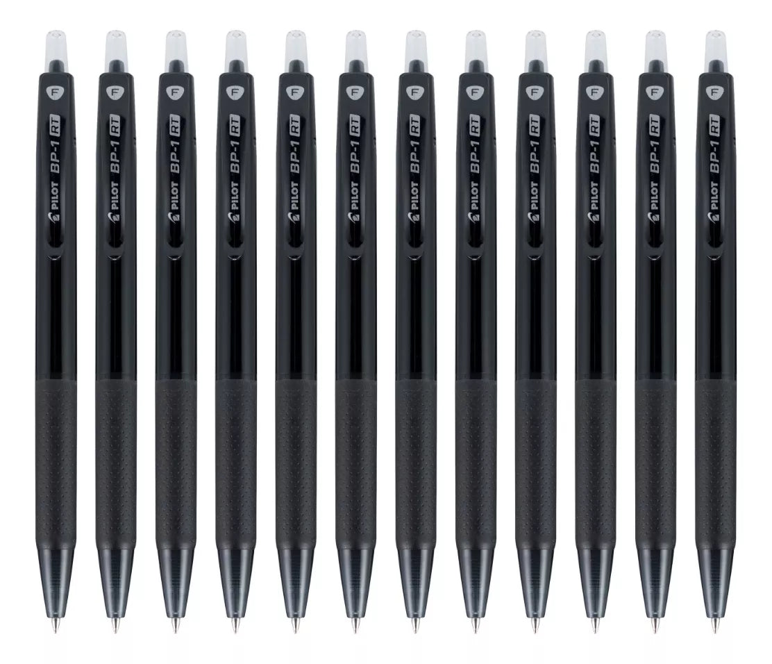 Caja 12 Bolígrafos Pilot Plumas Bp1 Rt Retráctil Punto Fino Color De La Tinta Color Color Del Exterior Negro