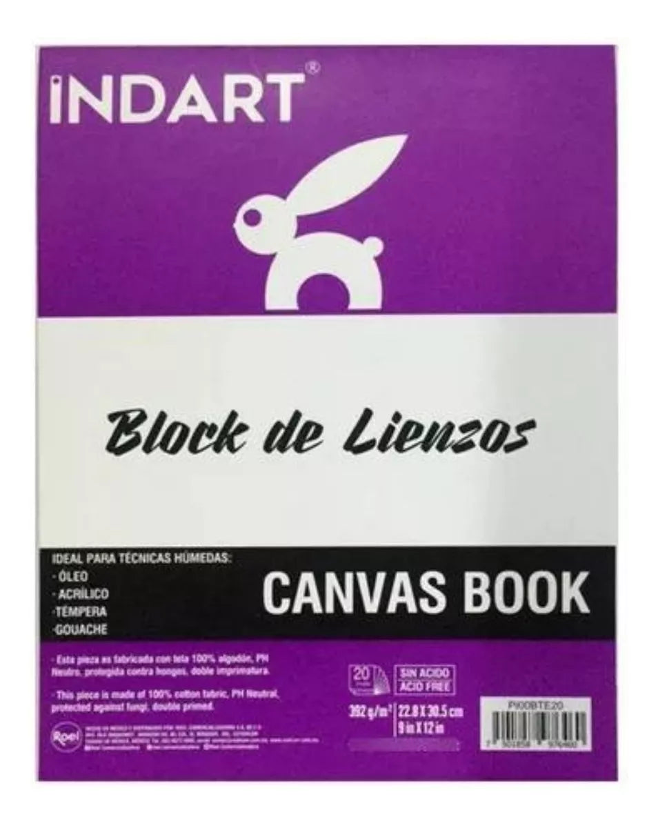 Block Lienzos 20 Hojas Indart Tela Canvas Book 22.8 X 30.5cm