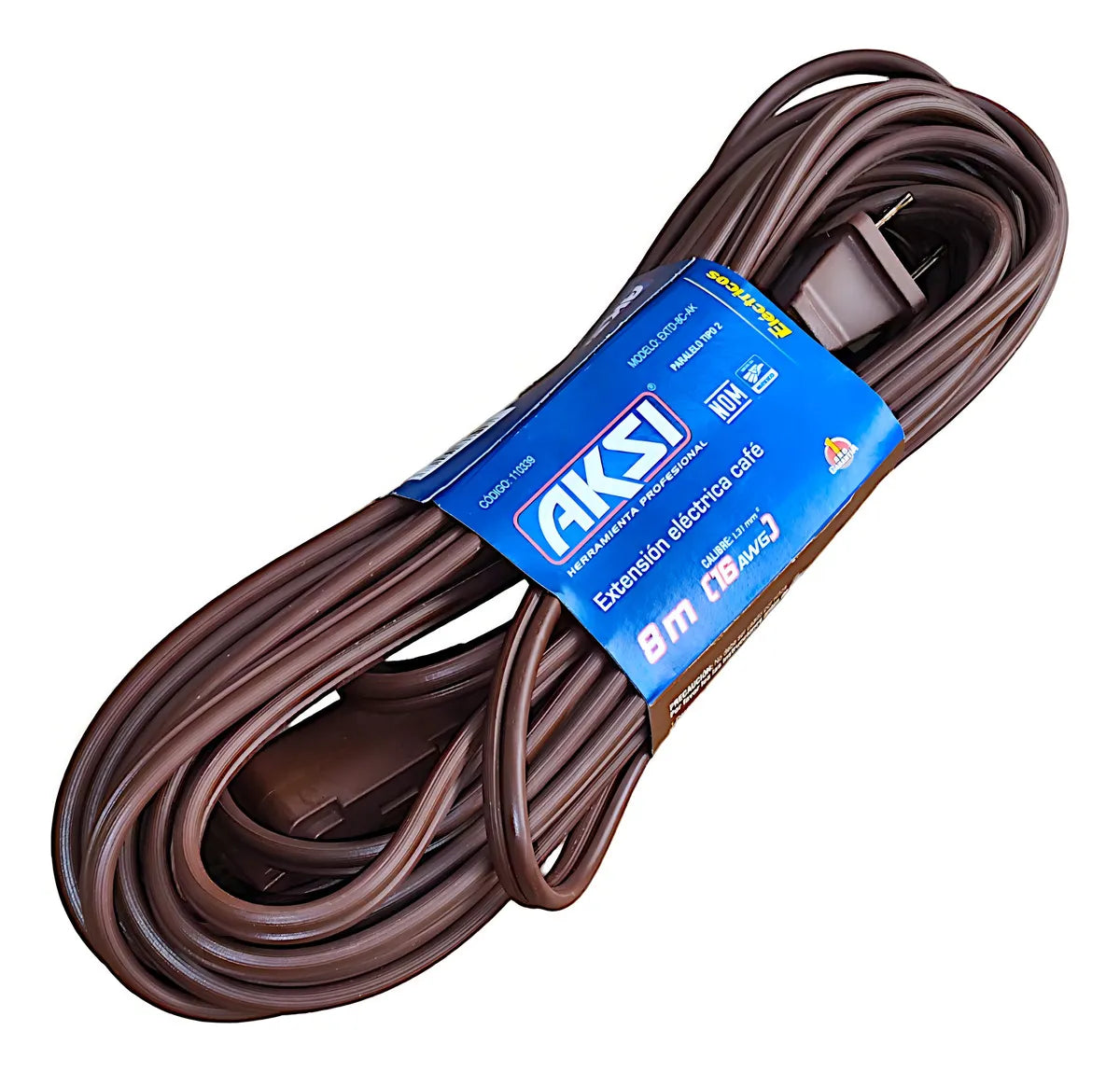 Extensión Doméstica AKSI 8 Metros Calibre 16 Café