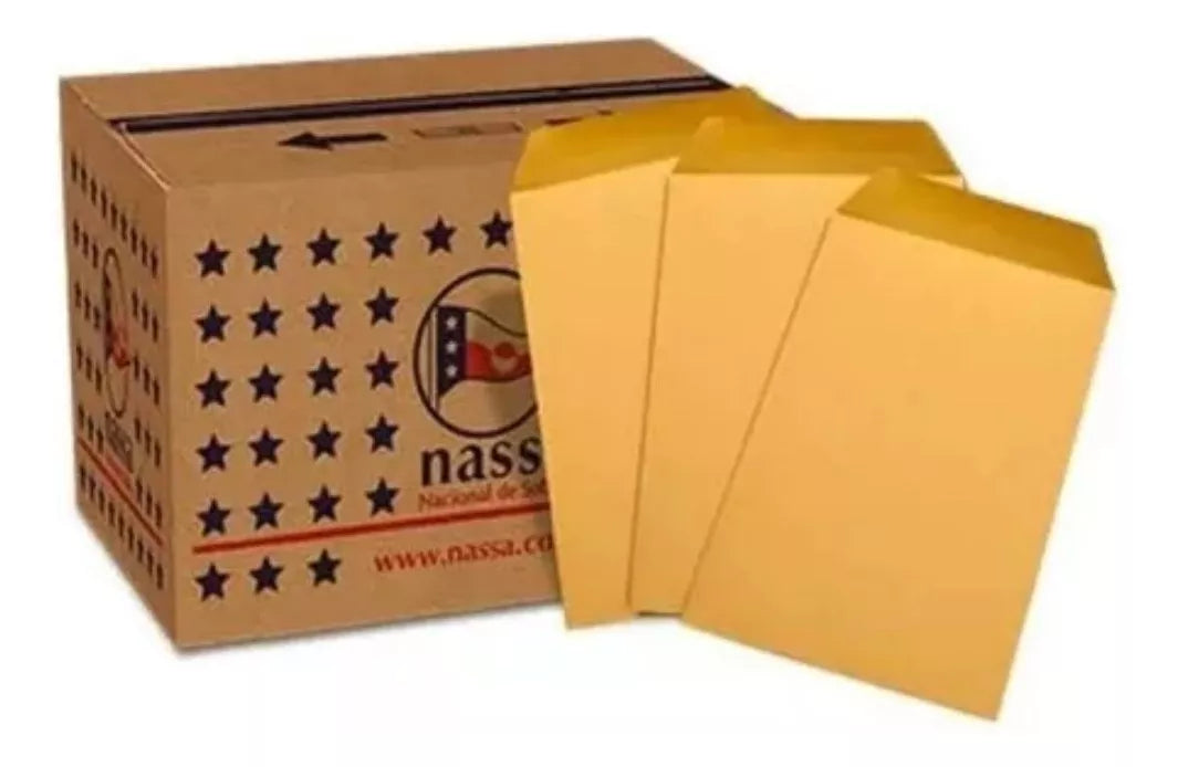 500 Sobres Bolsa Manila Nassa Esquela 19x26.5cms Engomado