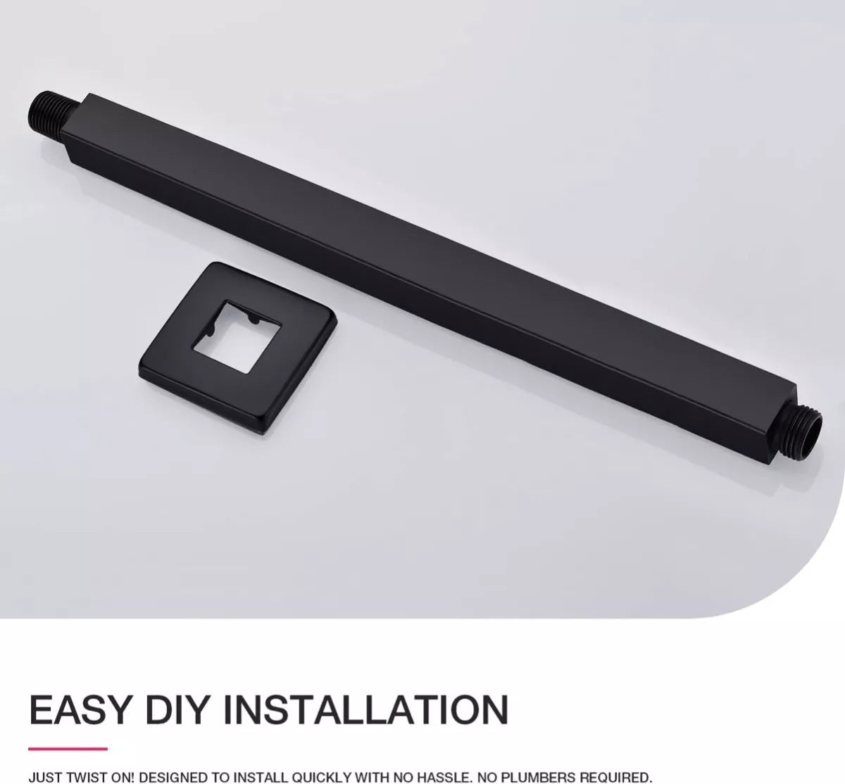 Cuello Techo Regadera Meer Negro Mate 40cm Acero Inoxidable