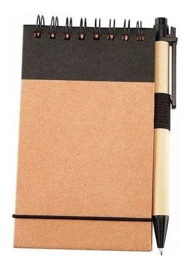 10 Libretas Bolsillo Chica Boligrafo Ecologica Pluma Colores - MarchanteMX