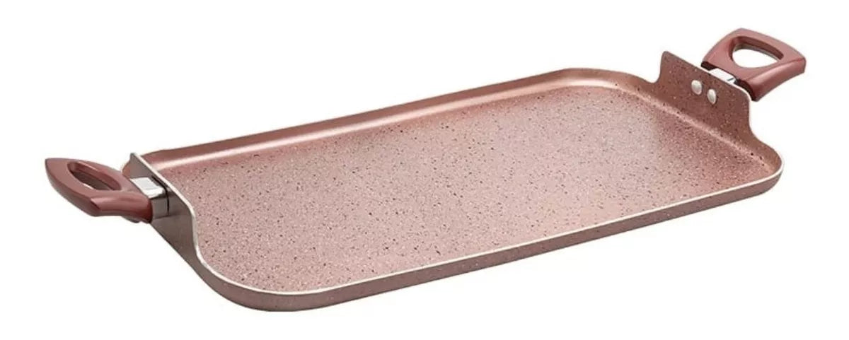 Comal Antiadherente Alpro Para 2 Quemadores Rosa Con Mango