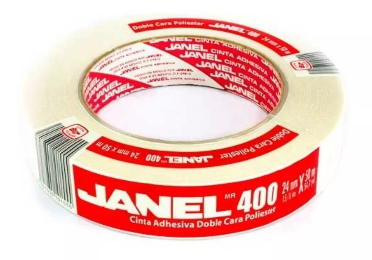 Cinta Adhesiva Doble Cara 400 Poliester 24mmx50m Janel