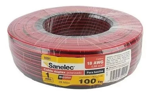 Rollo De 100 Metros De Cable Para Bocina Calibre 18 Sanelec