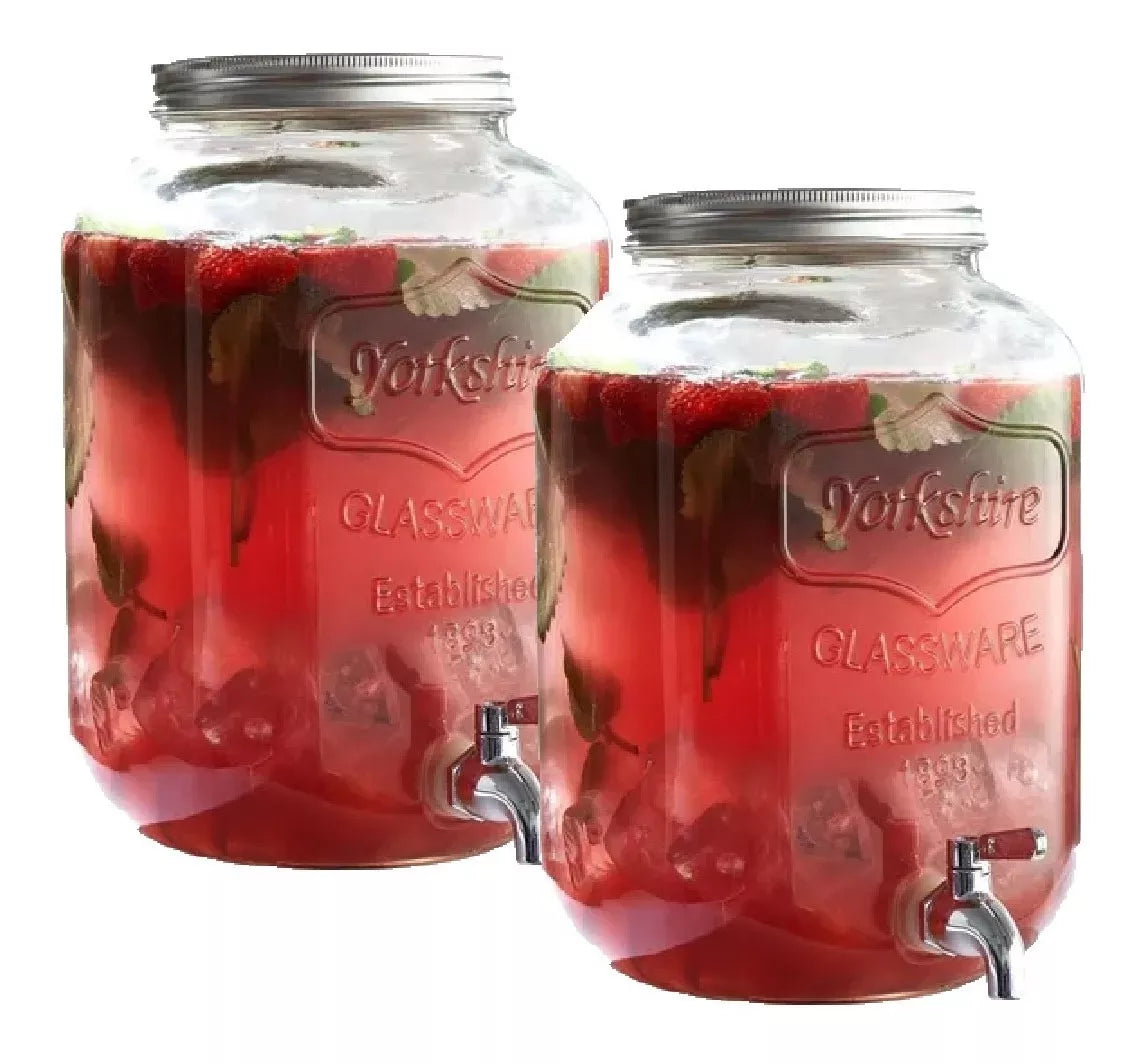 2 Pack Mason Jar Dispensador Bebidas 8 Lt Vitrolero Agua