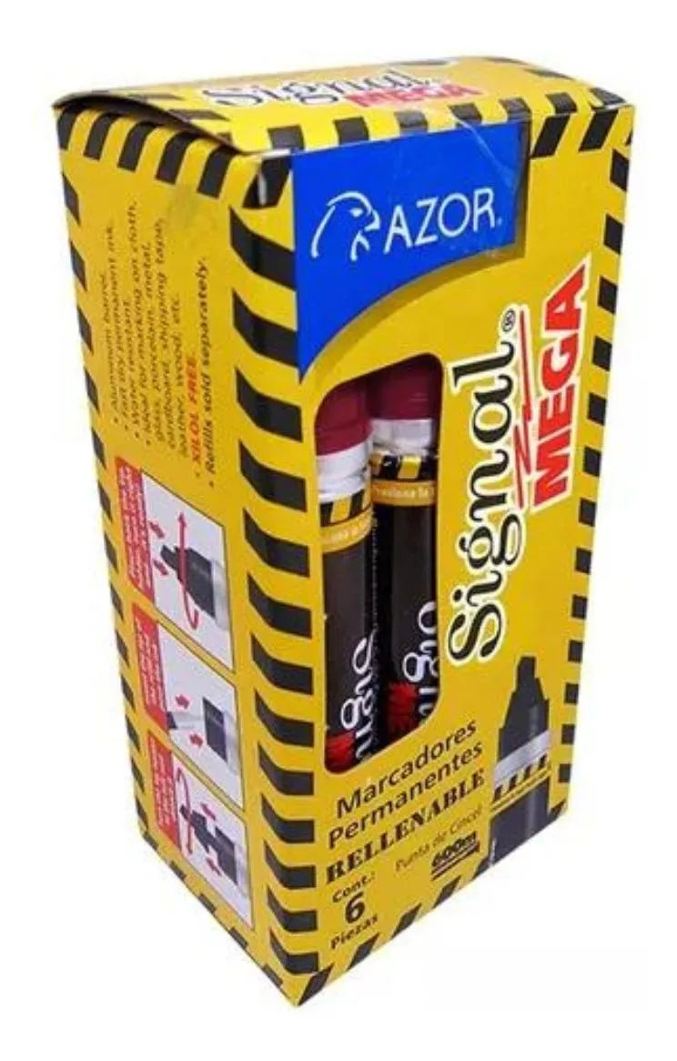 6 Marcadores Permanentes Signal Mega Azor Escoge Color
