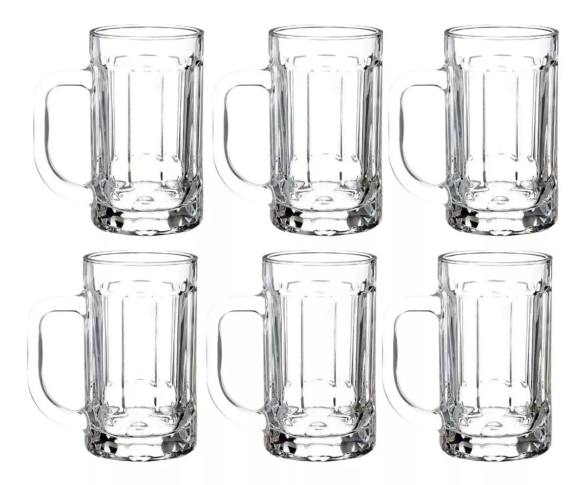 6pz Tarro Cervecero Líneas 400ml Cerveza Micheladas Vaso