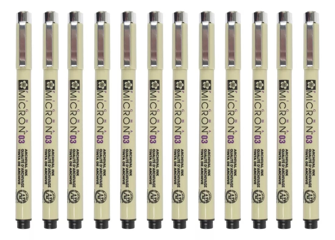 Estilógrafos Pigma Micrón Sakura Tamaños Y Colores Caja 12 P