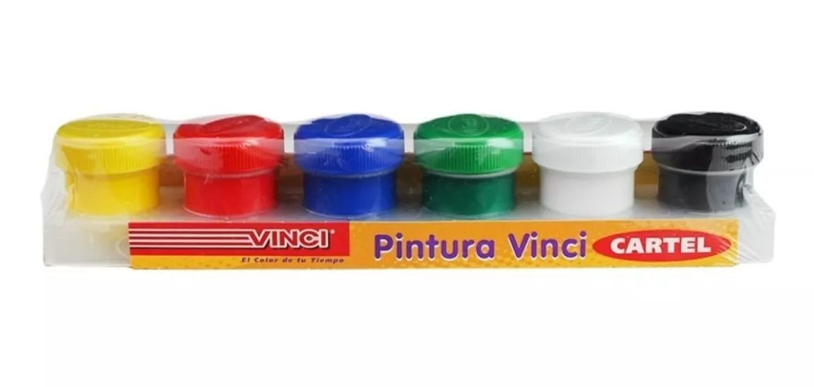 Pintura Cartel Escolar Vinci 12 Colores Básicos Niños 20ml