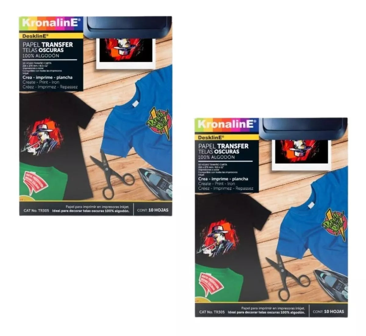 2 Pack Papel Transfer Telas Obscuras 10 Hojas Tr305