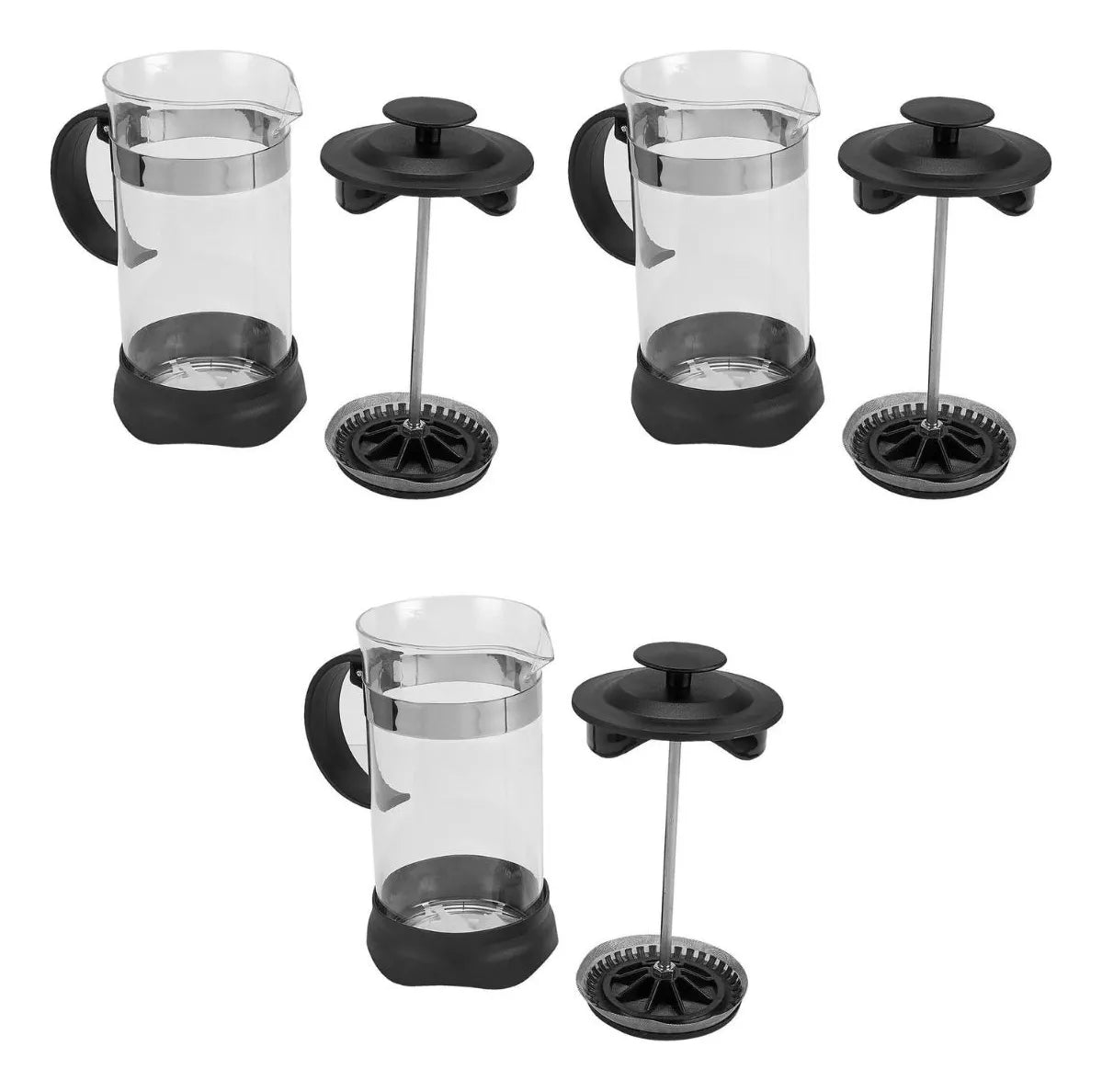 3 Pzs Cafetera Prensa Francesa 350ml Vidrio Embolo Cafe Te