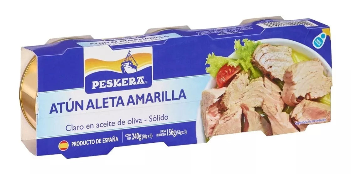 Atún Aleta Amarilla Aceite Oliva Lata Peskera Tripack 240g