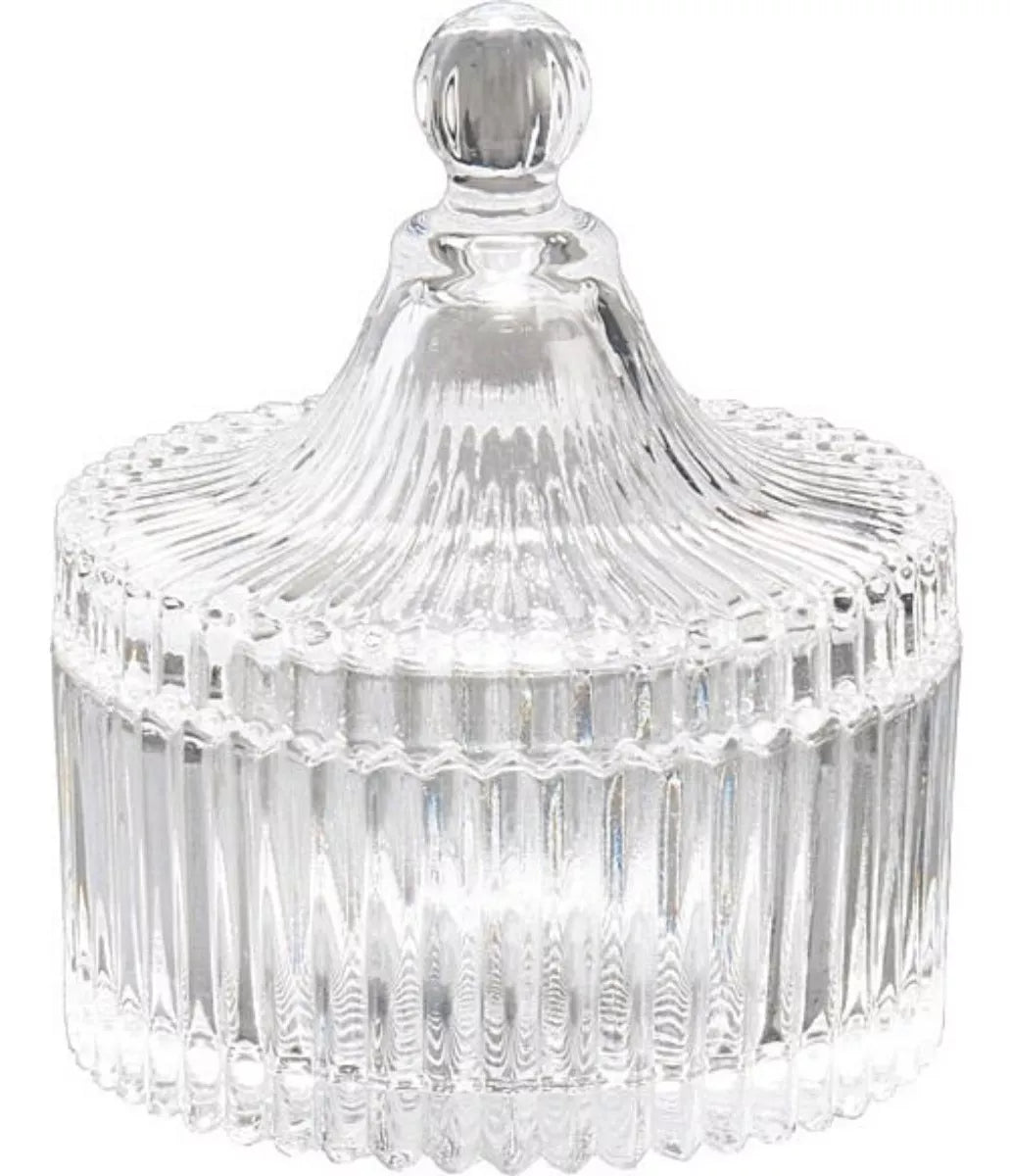 Bowl Bombonera Vidrio Rayas Mediana Labrada Dulcero