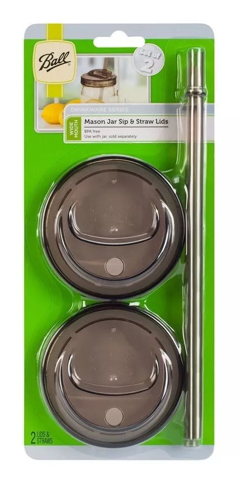Frasco 16oz Mason Jars Ball Con Tapa Humo Boca Regula 2 Pack