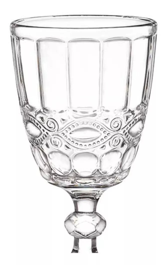 6 Copas Vino Tinto Blanco Vidrio Cortado Cristal Diamante