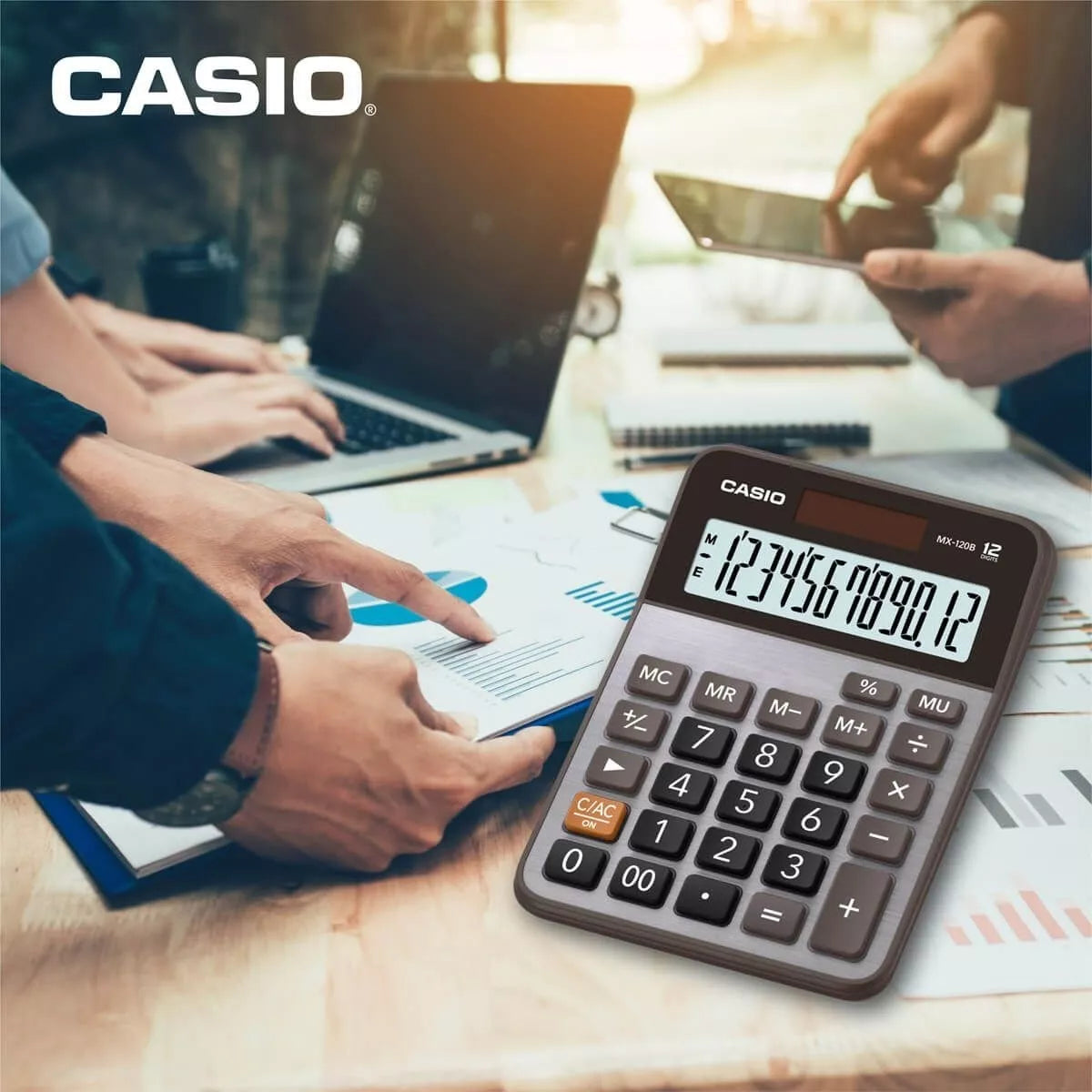 Calculadora Escritorio Casio Mx-120b Gris 12 dígitos Cuadrada