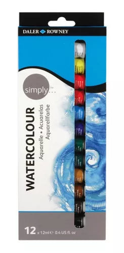 Pintura Acuarela Daler Rowney Simply Tubo 12ml 12 Colores