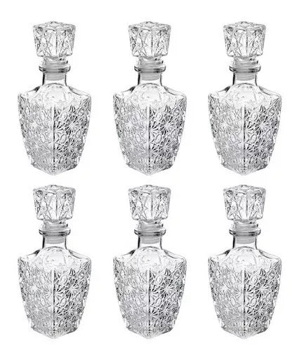 Juego 6 Licoreras Vidrio Cristal Agua Vino 250 Ml Diamante