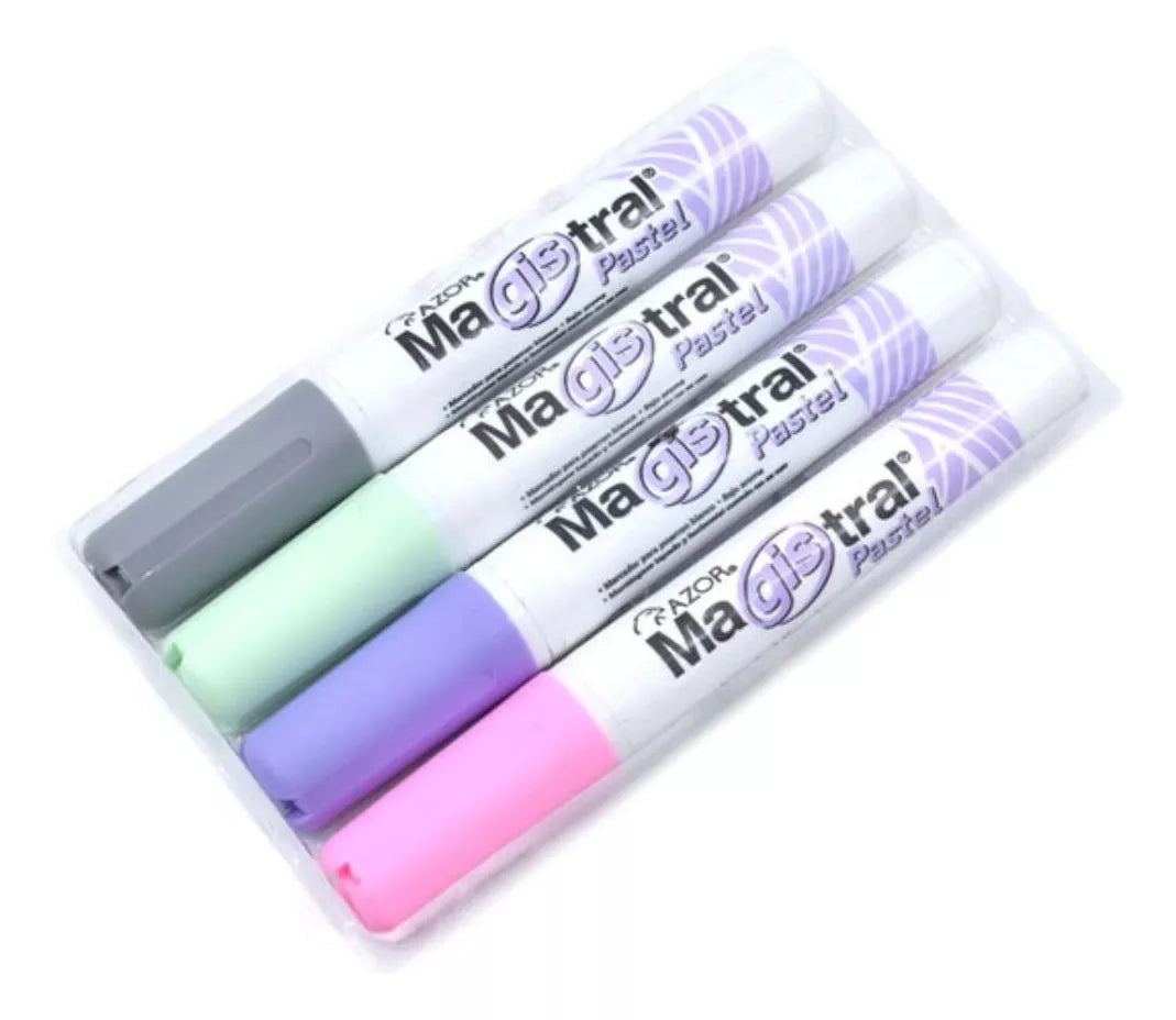 Estuche Marcador Magistral Pastel Con 4 Para Pizarrón Blanco