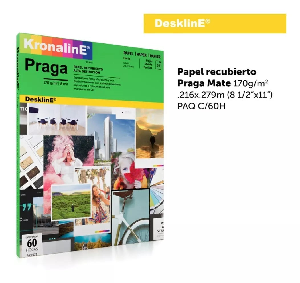 60 Hojas Papel Recubierto Arte Praga Mate Kronaline Art573