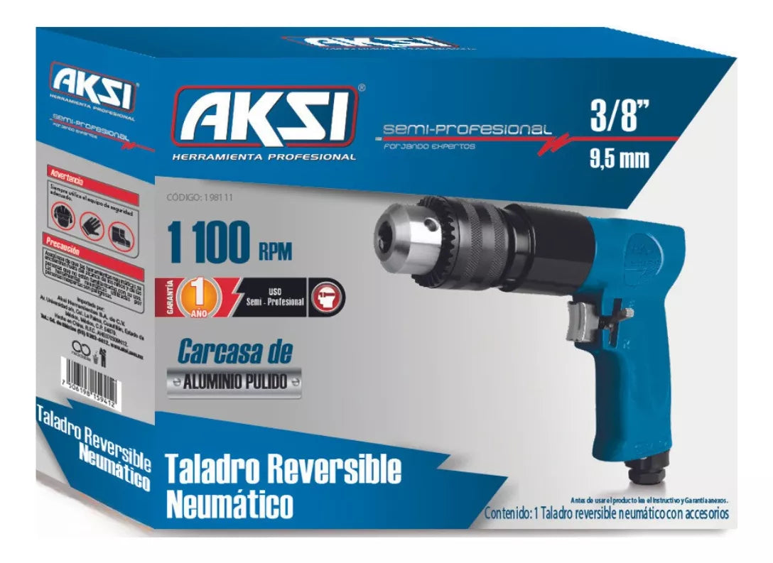 Taladro Neumático Reversible 3/8 Semi Profesional Color Azul