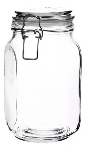 Frasco Hermetico Vidrio Contenedor Con Tapa Clip Brocal 2 Lt