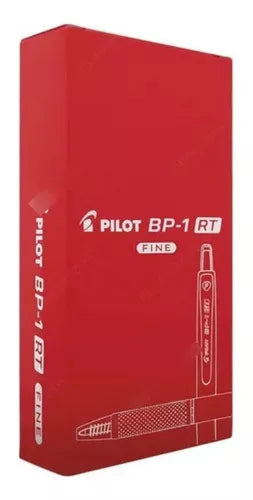Caja 12 Bolígrafos Pilot Plumas Bp1 Rt Retráctil Punto Fino Color De La Tinta Color Color Del Exterior Rojo