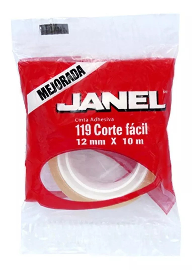 50 Cinta Adhesiva Janel Corte Facil Transparente 12mmx10m