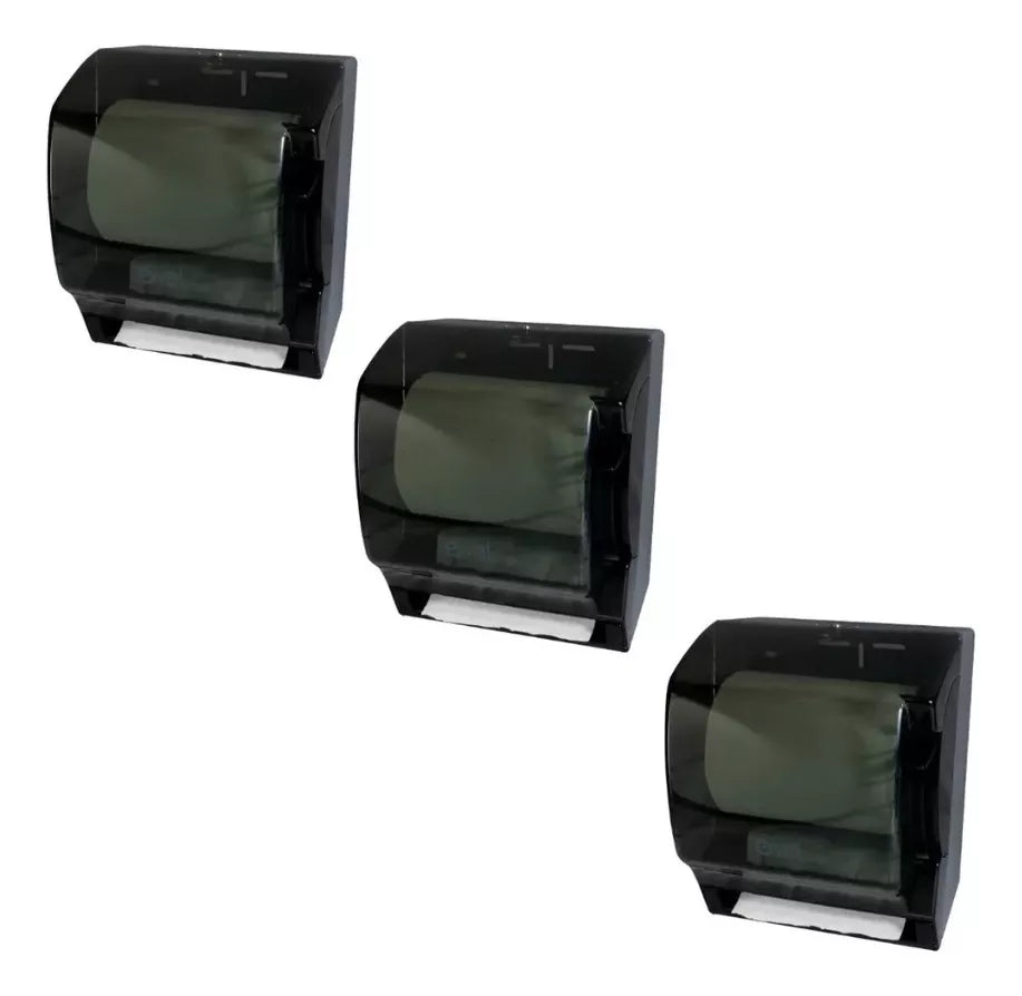 Set 3 Despachador Toalla Rollo Oval Uso Rudo Color Negro