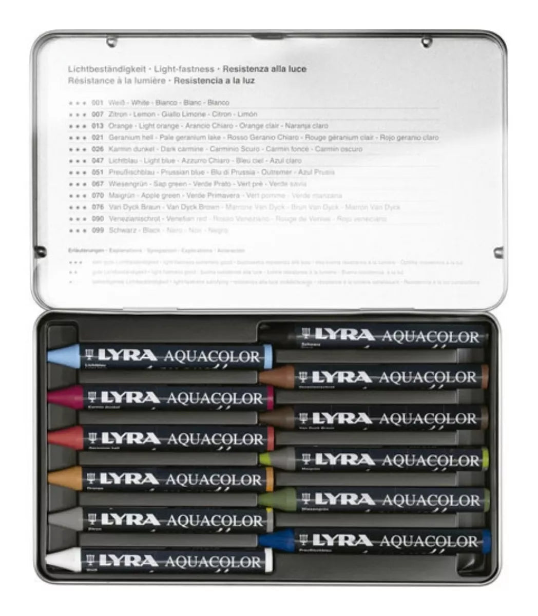 Crayones Acuarelables Lyra Aquacolor Cera Set 12 Piezas