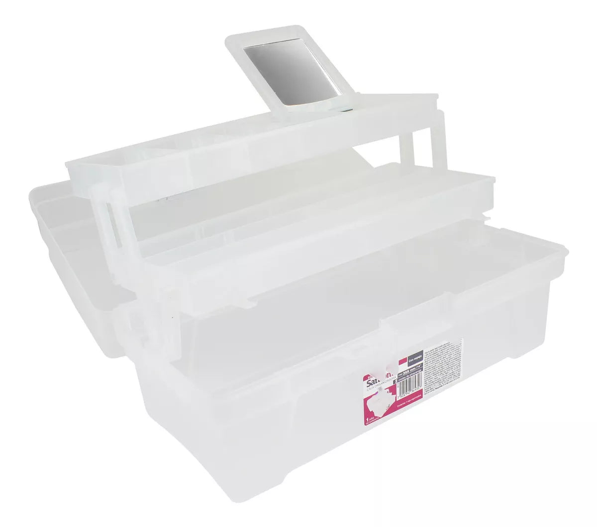 Caja Herramienta Santul Plástica 2 Bandeja Transparente Rosa