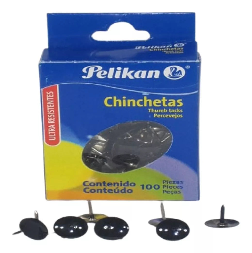 Chinchetas Tachuelas Metálicas Pelikan 100 Piezas Elegir Color - MarchanteMX