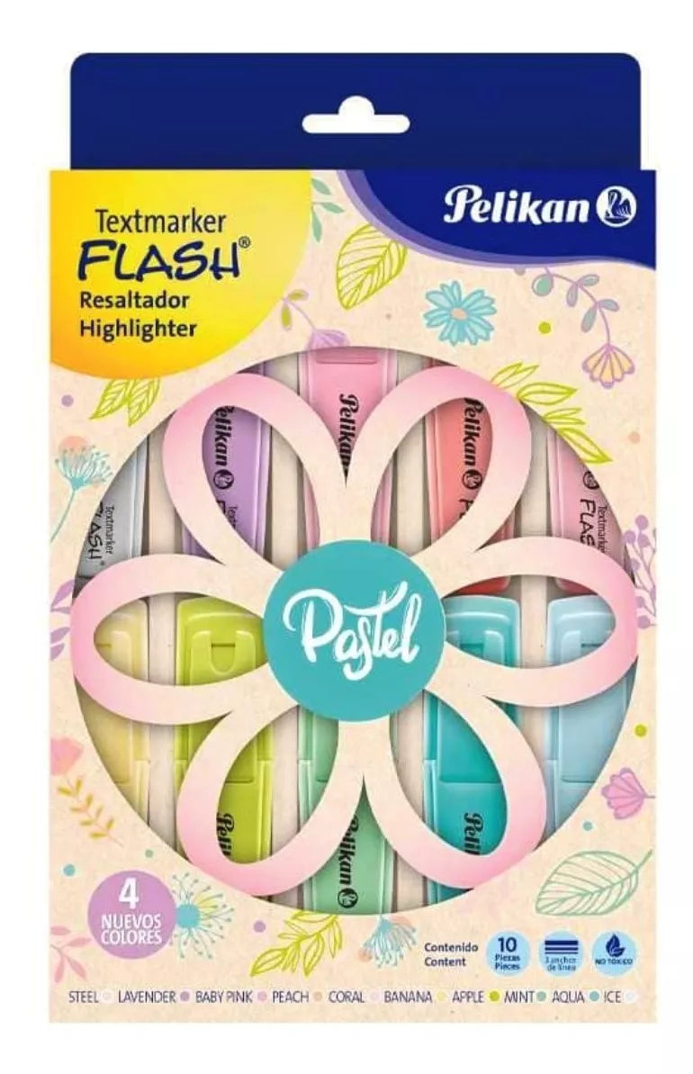 Marcatextos Pelikan Textmarker Flash Pétalo Color Pastel 10 Piezas