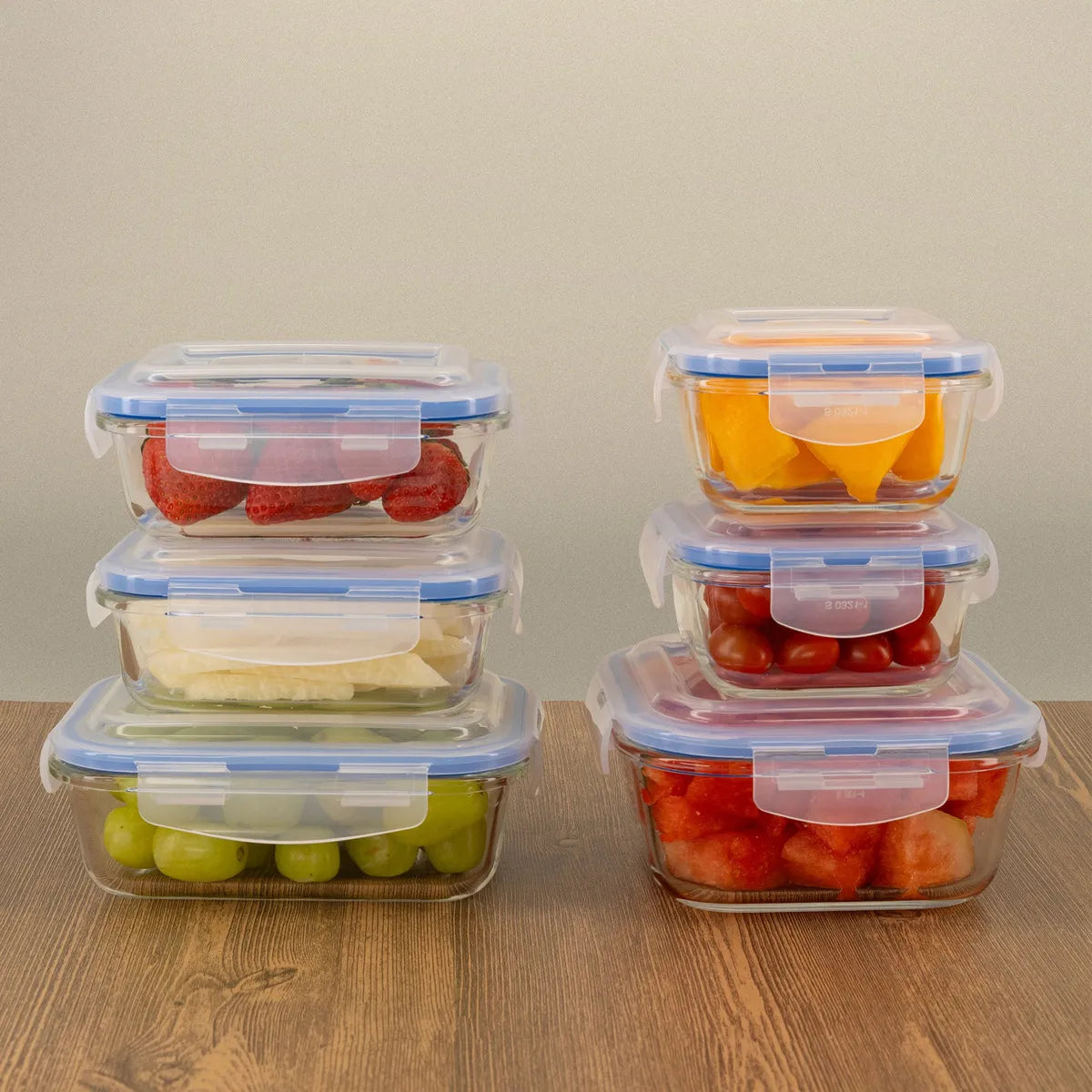 4 Contenedor Hermético Vittori Vidrio Cuadrado Grande 800 Ml