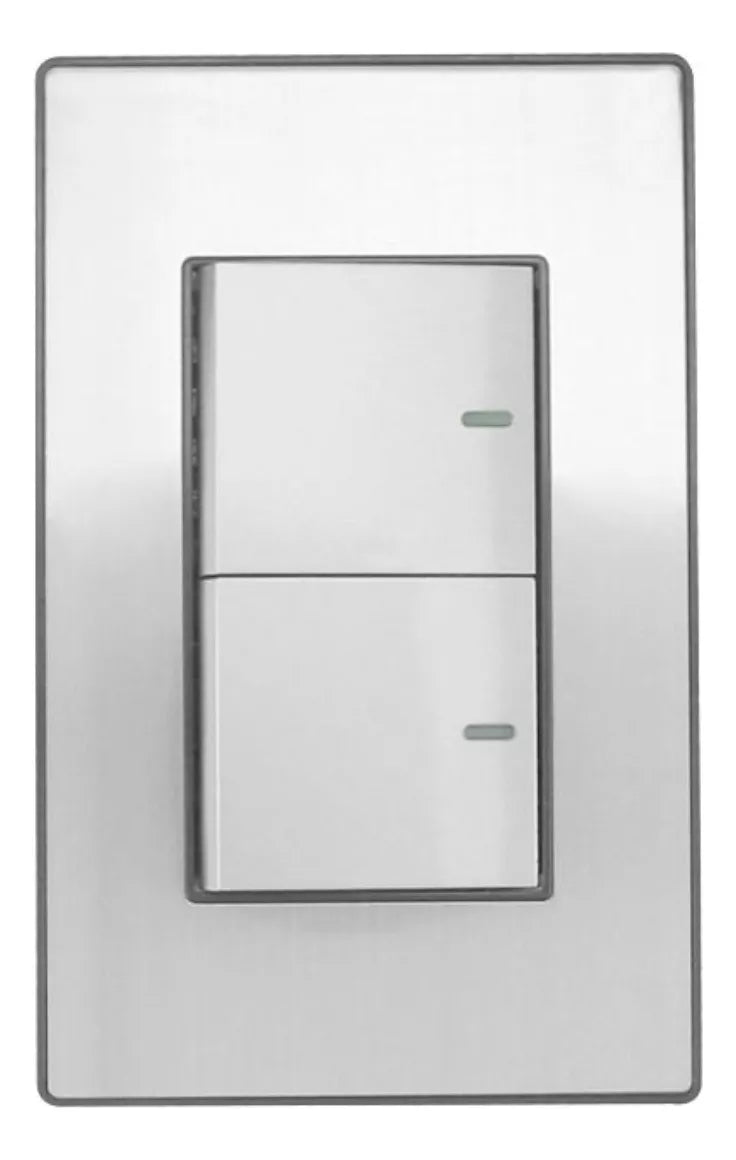 Placa Armada Doble Apagador Sanelec Cordoba Acero Inox 4635