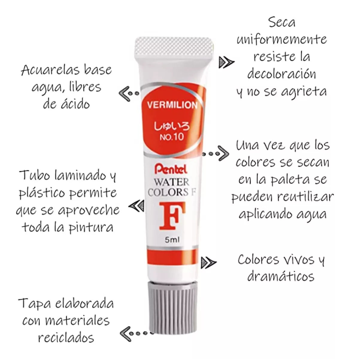 Estuche 24 Tubos Acuarelas Profesionales Pentel Arts 5ml