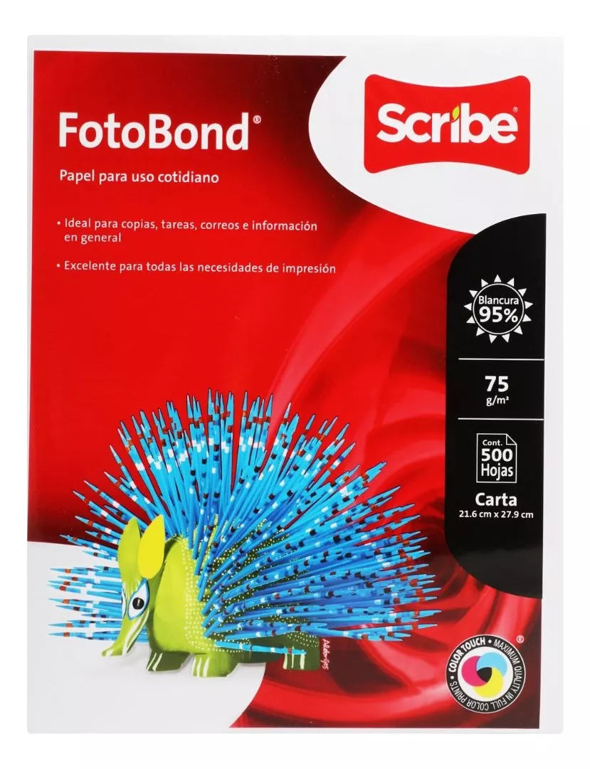 4 Paquetes 2000 Hojas Foto Bond Scribe Carta 95 % Blanco