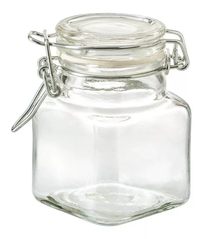 Set 6 Frascos Vidrio Almacena Cocina 100 Ml Tapa Hermetica