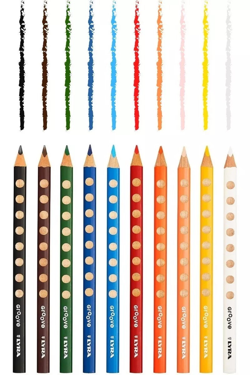 10 Lápices De Colores Triangular Lyra Groove Grip Natural