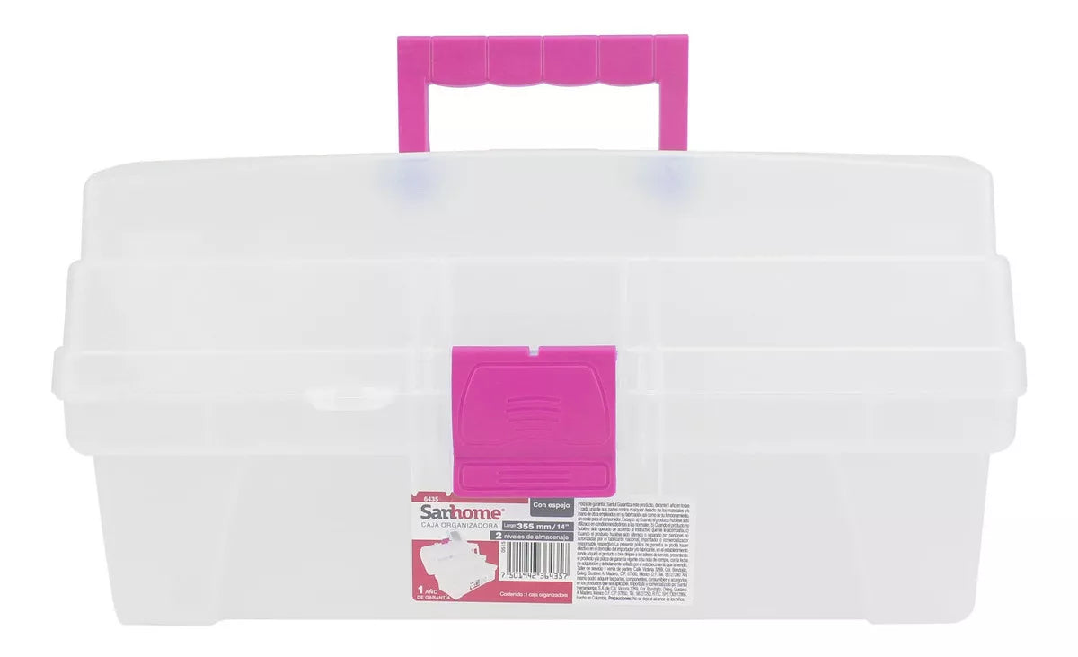 Caja Herramienta Santul Plástica 2 Bandeja Transparente Rosa