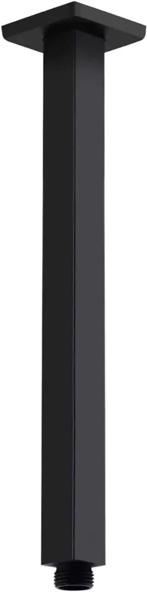 Cuello Techo Regadera Meer Negro Mate 40cm Acero Inoxidable