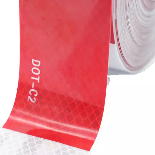 Rollo Cinta Reflejante Barricada Adhes 50mmx45m Rojo Blanco Color Rojo/blanco