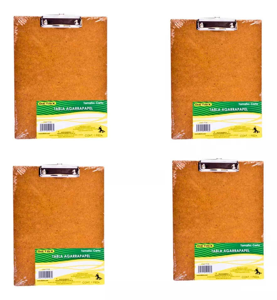 4 Tablas Agarra Papel Dietrix 9148 Tamaño Carta Madera